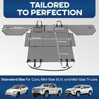 Ruff Liners Standard Back Seat Extender for Dogs, Gray – As Seen on Shark Tank – Hard Bottom Platform for Cars, SUVs & Mid-Size Trucks – 400lb Support, Waterproof – Rigid Back Seat Cover for Dogs