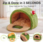 Cat House for Indoor Cats - Tree Hole Cat Bed Cave Hideaway | Enclosed Calming Shelter for Small Medium Pets, Removable & Washable Cushioned Pillow, Cute Kitten Bed with Anti-Slip Base