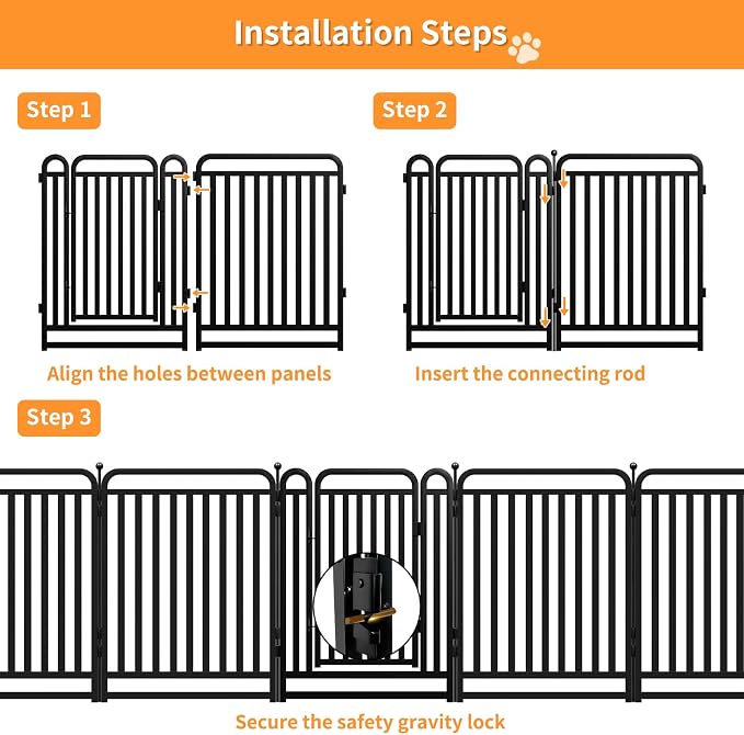 Thickened Metal Tube Dog Playpen Outdoor, Low Threshold Dog Pen, Heavy Duty 40" H 24 Panels for Pet Playpens Indoor, Portable Pet Fence for Yard RV Camping