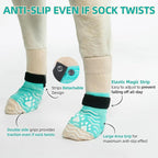 PUPTECK Anti Slip Dog Socks, Shoes with Grippers to Prevent Licking Hardwood Floors Traction, Rubber Boots & Paw Protectors for Small Medium Large Dogs Cold/Hot Pavement, Senior Dogs Booties Green