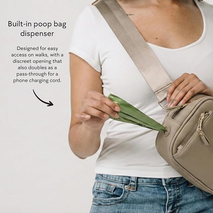 Darren & Phillip Crossbody Dog Walking Bag or Fanny Pack with Built-In Dog Poop Bag Holder, Removable Dog Treat Pouch & Adjustable Strap – Stylish Dog Mom Gift for Walks & Everyday Use - Rose