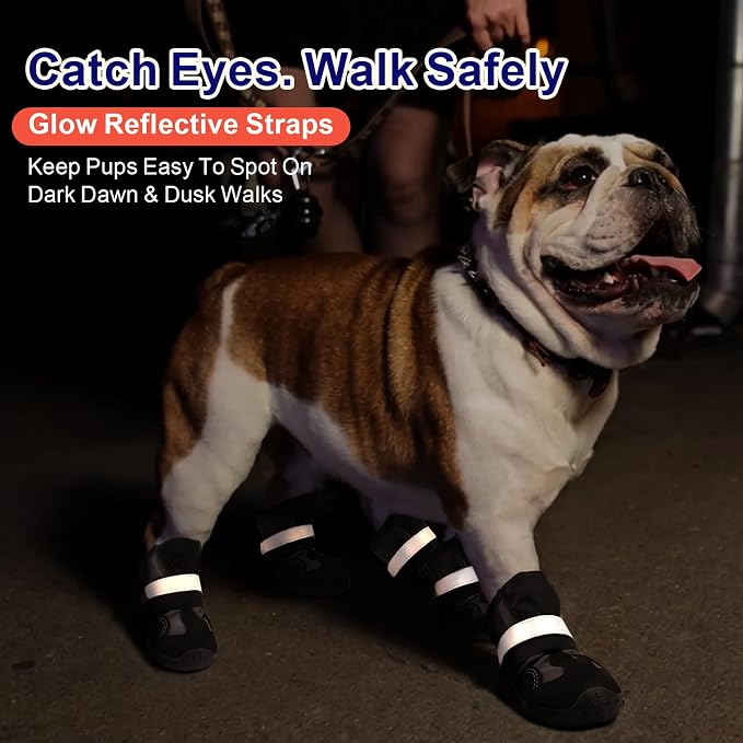Dog Shoes for Hot Pavement,Non-Slip Breathable Mesh Dog Boots with Reflective Adjustable Straps,Waterproof Paw Protectors for Small Medium Large Dogs,Summer Hiking Walking,7#,Black