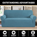 Stretch Sofa Cover Slipcover Couch Covers for 3 Cushion Couch Furniture Protector Sofa Covers with Non Slip Elastic Bottom Dogs Pet Friendly Fitted (Sofa, Storm Blue)