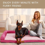 Patas Lague Orthopedic Large Dog Bed Pet Sofa Beds 42''X28''Pink | L Bolster Egg-Crate Foam Dog Couch For Large Sized Dogs, Waterproof Removable Washable Cover, Pet Mat with Nonskid Bottom