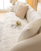 Soft Plush Geometric Quilted Couch Sofa Cover Boho Non Slip Fuzzy Sectional Couch Cover Solid Color Washable Sofa Slipcover Furniture Protector for Kids Dogs Cats (Ivory,28"x47")