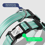 Airtag Dog Collar, Reflective Ultra-Durable Nylon Padded with QR Code Buckle & IP68 Waterproof Air Tag Holder Compatible for Apple AirTag, Comfortable for Small Medium Large Dogs(Green,L)