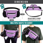 PetAmi Dog Fanny Pack, Treat Pouch for Dog Walking, Training, Built in Poop Bag Dispenser, Water Bottle Holder, Collapsible Bowl, Pet Treat Waist Belt for Hiking, Running, Kibbles (Purple)