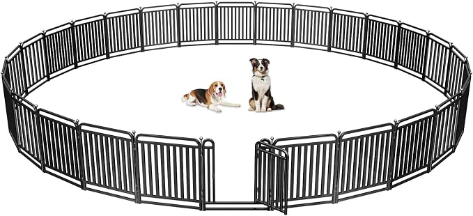 Puppy Playpen Dog Playpens Fence Outdoor Thickened Metal Tube, Low Threshold Dog Play Pen Indoors, 32" Height 28 Panels for Small/Medium/Large Dogs (Black)