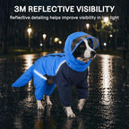 Full-Body Dog Raincoat with Detachable Hood, Waterproof Reflective Dog Rain Jacket with Tail Cover, Adjustable Fit and Leash Portal for Rainy Walks, Blue, X-Large