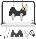 Dog Grooming Arm for Table, 42" H, 27-39" W with Hammock & 2 No-Sit Loops | Adujustable, Heavy Duty, Portable Pet Grooming Station with clamp for Nail Trimming, Cats & Dogs at Home