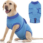 FUAMEY Recovery Suit for Dogs After Surgery,Soft Breathable Dog Bodysuit | E-Collar & Cone Alternative Surgical Suit,Male Female Dog Neuter Spay Suits Anti Licking Wounds Onesie Navy Blue Strips XXL