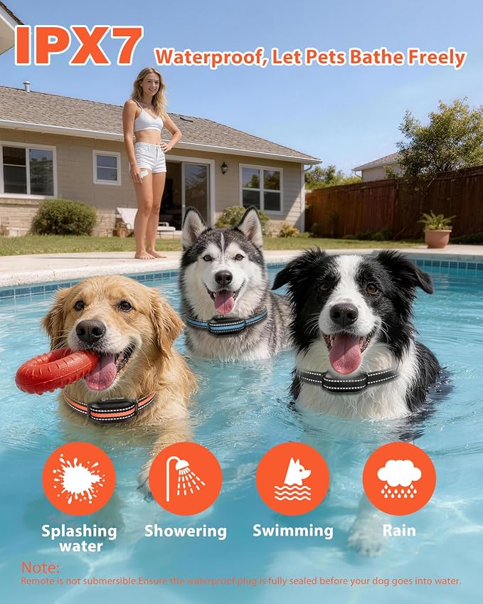 3 - Dog Shock Collar - White | 3300FT Distance, IPX7 Waterproof, Beep (1–9 Tones), Vibration (1–9 Lvls) , Safe Shock (1–16 Lvls), Fits All Dogs (10–120 Lbs）