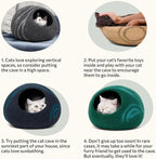 MEOWFIA Cat Cave – Premium Felt Cat Bed for Indoor Cats, Handmade 100% Merino Wool (Medium, Black Aqua)