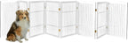 Urnporium Pet Dog Gate Freestanding, Strong Durable Folding Wooden Fence, Portable Acacia Hardwood Safety Barrier for Indoor & Outdoor Use (White Pet Gate, 8 Panel 30" Tall)