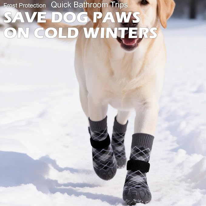 EXPAWLORER Dog Socks to Prevent Licking Paws,Anti Slip Dog Shoes for Hot Pavement,Dog Booties for Hardwood Floors,Dogs Boots & Paw Protectors for Small Medium Large Senior Dogs,British Style,Black XS