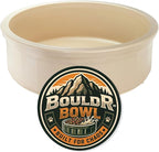 Pet Crock Bowl – Thick Durable Plastic Non-Tip Food & Water Dish for Dogs, Cats & Small Animals – Indoor/Outdoor – Chew Resistant, Easy Clean (Beige, Large 48oz)