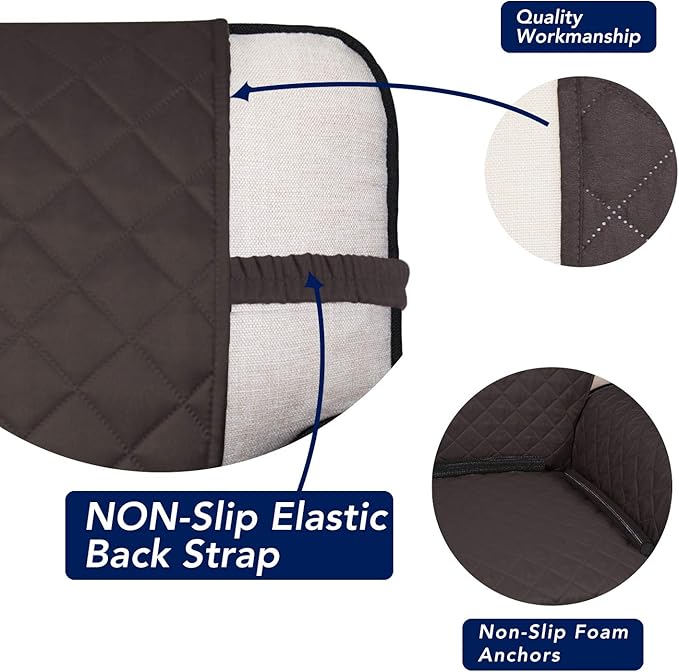 PureFit Reversible Chair Sofa Cover Dog Couch Covers for Sofa, 25.5 in | Chocolate/Chocolate, Water Resistant Couch Protector, Washable Pet Couch Cover with Non Slip and Elastic Straps For Kids