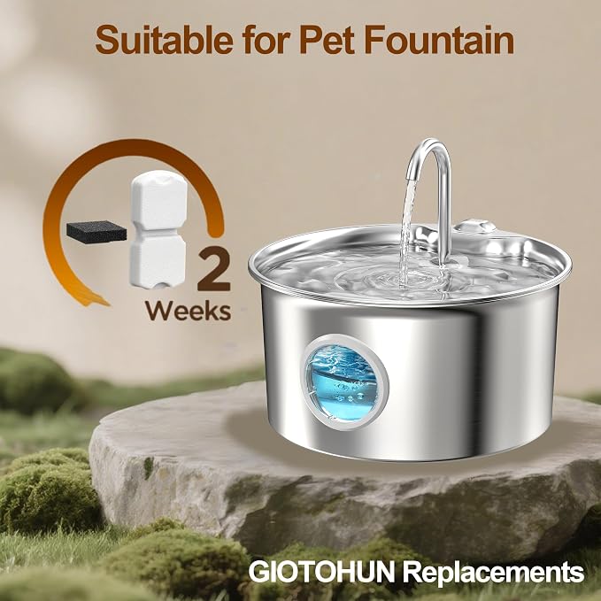 GIOTOHUN Cat Water Fountain Filter: 24 Cat Fountain Filter Replacement - 12 Filters & 12 Sponges - 6 Months Set of 24 Pet Fountains Filters for ATMZIQXR GIOTOHUN KOOGMOON UMOCUOY IHOUONE HOOISE