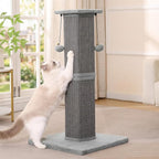 Tall Cat Scratching Post 33” Heavy Duty Sisal Scratcher Post | Modern Cat Scratching Post with Heavy Duty Base for Sturdy, Large 33" Vertical Sisal Rope Post & 2 Cat Toy Balls for Cat-Gray