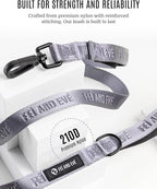 Fei & Eve Classic Dog Leash | Soft-Touch 210D Nylon, Dual Padded Handles, Traffic Handle, Tangle-Free, Heavy Duty, Twilight Gray, 4FT