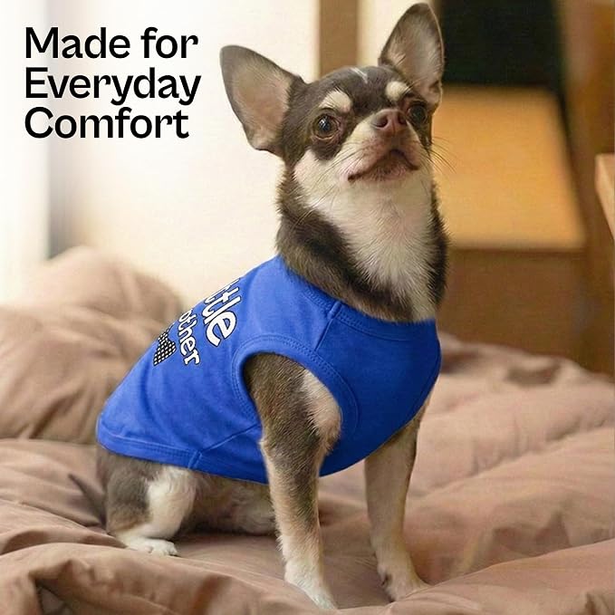 Parisian Pet Dog Shirt – 100% Cotton Shirts for Medium Dogs – Blue Sleeveless Puppy Clothes – Lightweight and Breathable Dog Apparel – Boy Little Brother Dogs Clothes - Stretchy Pet T Shirts