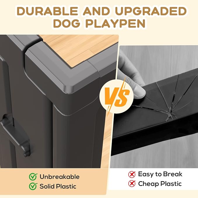 Dog Playpen, Clear Dog Pen, Dog Pen Indoor, Easy to Install and Remove Dog Play Pen, Puppy Playpen Suitable for Dogs, Cats,Dog Playpen Indoor(Black, 23.6 Inch Height, 8 Panels)