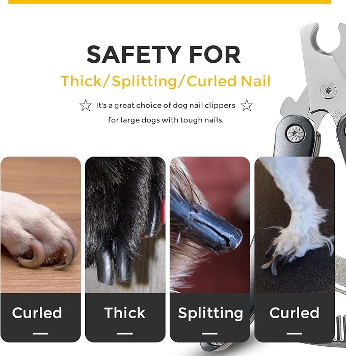 Best Dog Nail Calipper for Large Dogs with Thick Nail | Low Noise for Sensitive Dog, Super Sharp Smoothest Heavy Duty for Thick Nail, Compact Gentle Look for Anxiety Dogs