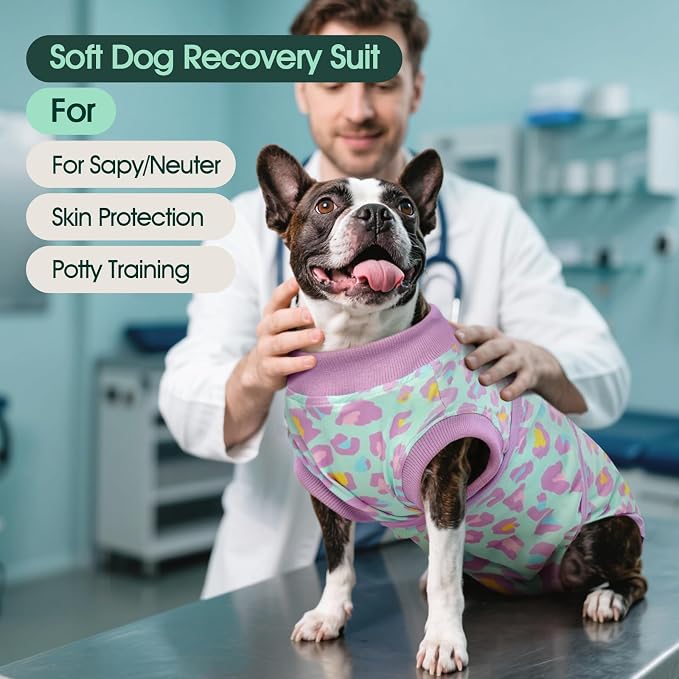 Kuoser Dog Recovery Suit After Surgery, Spay Neuter Surgical Suit for Dogs | Post Surgery Anti-Licking Dog Onesie Protects Wounds and Incisions, E-Collar & Cone Alternative Bodysuit for Female Male Dogs