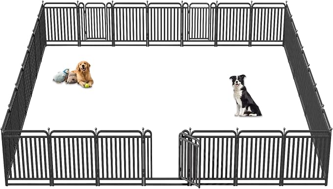 32 Inch Dog Playpen Outdoor, 28 Panels Puppy Playpen Heavy Duty Dog Play Pen Indoors, Rust Resistant Dog Pen for Large/Medium/Small Dogs, Dog Fence for RV Camping