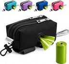 Dog Poop Bag Holder for Leashes - Dog Poop Bag Dispenser and Treat Holder with 2 Waterproof Pouches for Pet Waste Bags and Walking Accessories + 1 Free Roll - Leashrr 2.0 (Black)