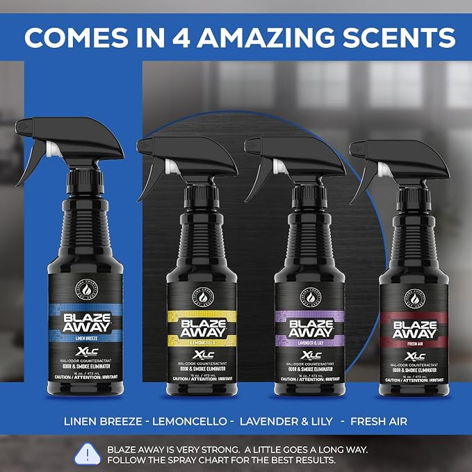 Blaze Away Linen Breeze Odor Eliminator Spray (16 Fl Oz, 6 Pk) | Commercial Air Freshener • Professional-Strength • Long-Lasting • for Smoke, Pet, Bathroom, Vehicle, Hotel & Commercial Space