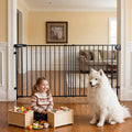Mumeasy 30" Tall Baby Gate for Stairs, 36.2-55.1" Expandable Hardware Mounted (Drill Needed), Removable No Bottom Bar Dog Gate, Auto Close Wide Walk Thru Safety Gate for Doorways, Pets& Toddlers,Black