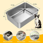 Stainless Steel Cat Litter Box for Kitten, Kitty & Senior Cats Pan | Metal Litter Box , Open Top Low Entry Litter Pan, Non-Stick Easy Clean Anti-Scratch Kitty Cat Box for Indoor Cats, Single Pan