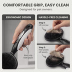 Round Bristle Pet Brush for Dogs and Cats - Soft Dog Brush for Grooming Short or Long Hair - Gentle Tool for Sensitive Skin Removes Dander, Dirt, and Detangles (Black)