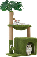 Woochpet 37" Small Cat Tree for Indoor Cats, Multi-Level Cat Tower with Sisal Scratching Post, Cozy Hammock, Cat Condo with Peek-a-Boo Mouse Hole, Interactive Toy Ball for Kittens and Small Cats