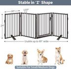 Metal Freestanding Dog Gates with Door for Outdoor Indoor,80'' Extra Wide Free Standing Dog Gate for Doorways,Large Openings,Deck,Yard,Porch,Foldable Safety Pet Fence(Black,4 Panels)
