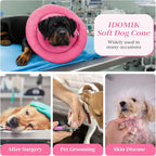 IDOMIK Dog Recovery Collar, Waterproof Soft Dog Cone After Surgery | Comfy Protective Elizabethan Collar Alternative for Dogs Cats, Adjustable Pet Neck Donut Cone Anti-Licking Wounds,Rose,L