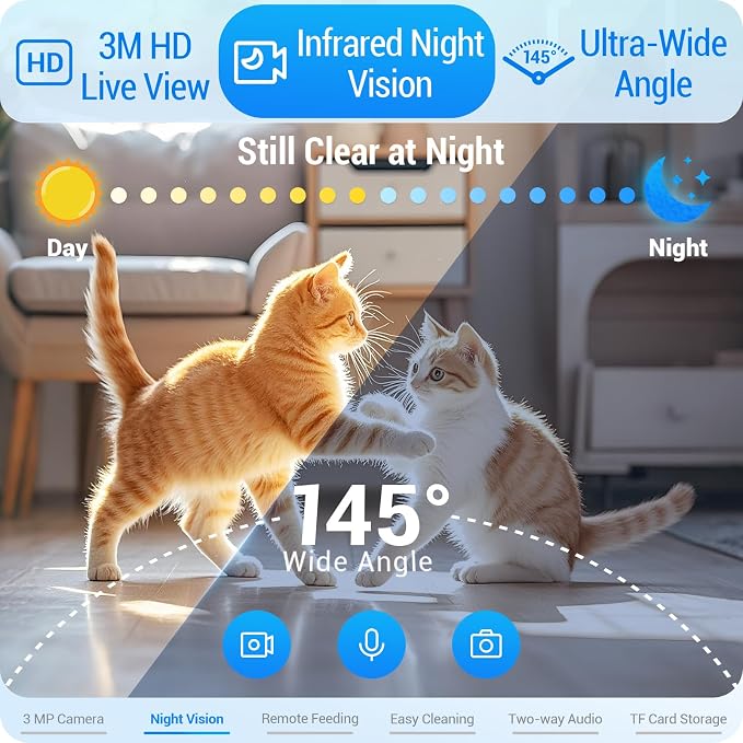Frienhund Automatic Cat Feeder with 2K Camera: 5G WiFi Automatic Dog Feeder with Night Vision,Cat Food Dispenser with 7L Large Food Storage Container for Multiple Pet,Detachable for Easy Clean -29 Cup