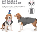 Kuoser Dog Tuxedo Dog Suit and Bandana Set, Dogs Tuxedo Wedding Party Suit, Doggy Prince Bow Tie Shirt Formal Pet Wedding Attire for Large Medium and Small Dogs Golden Retriever Samo Bulldogs | Formal Dog Outfit with Detachable Bowtie Collar for Weddin...