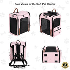 EliteField Deluxe Backpack Pet Carrier for Cats and Dogs (3-Year Warranty) | Airline Approved, Waterproof, 3 Scratch-Resistant Mesh Doors, Fleece Mat, Built-In Leash, Seat Belt Loops, Suitcase Sleeve