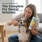 Jasper Dog Tooth Brushing Kit and Dog Toothpaste (Chicken) Kit 360 | Vet Approved Pet Tooth Paste & ToothBrush, Freshens Breath, Whitens Teeth, Plaque and Tartar Remover for Teeth