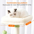Heybly Cat Tree with Toy, 43.3 inch Cat Tower for Indoor Cats HCT004SGM | Cat Condo with Durable Sisal Scratching Posts, Cat House with Padded Plush Perch, Cozy Hammock, Green and Beige