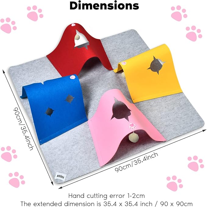 Cat Toys Tunnel for Indoor Cats, Interactive Cat Enrichment Furniture with Plush Ball for Small Animals Pets, Kittens, Rabbit Cave Accessories | 35.4" Multi-Entrance Cat Play Tunnel with Cozy Hideaway Space, Provides Enrichment, Exercise, Exploration &...