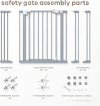Comfy Cubs Baby Safety Gate with 3 Extensions - Adjustable 42" x 1.9" x 30" Q195 Steel Doorway Barrier - Powder-Coated Finish for Stairs and Doorways - Walk-Through Design Pet Gate - Pacific Blue