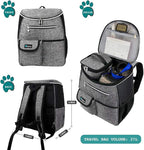 PetAmi Dog Travel Bag Backpack, 27L Airline Approved Pet Supplies Organizer with 2 Food Containers, 2 Collapsible Bowls & Poop Bag Dispenser, Weekend Road Trip Camping Dog Mom Gift, Gray