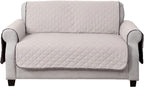 Furhaven Water-Resistant & Reversible Loveseat Cover Protector for Dogs, Cats, & Children - Two-Tone Pinsonic Quilted Living Room Furniture Cover - Gray/Mist, Loveseat