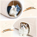 Ownpets S-Shape Cat Tunnel Toy 48"L x 12"D, for Cats, Puppies & Small Pets | Collapsible for storage, tear-resistant oxford fabric, connects to other tunnel, with peek hole, feather wand, indoor/outdoor