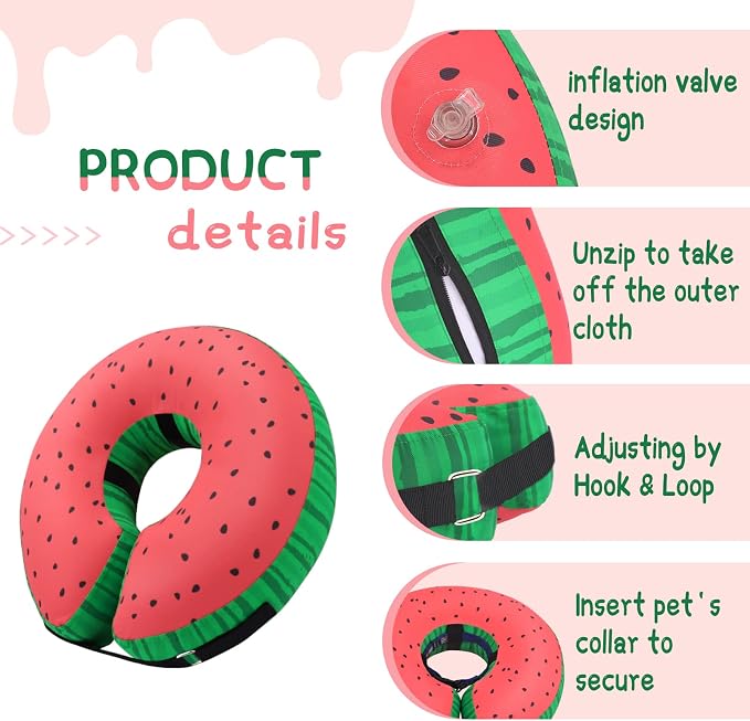 Supet Inflatable Dog Donut Collar Alternative After Surgery For Neuter, Soft Non-Stick Fabric Recovery E Collar For Small Medium Large Dogs