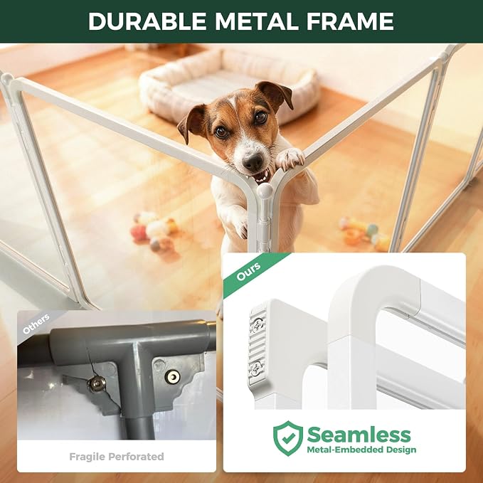 FXW AuraSpace Pro Acrylic & Wire Mesh Indoor Dog Playpen, 24" H, 10 Panels | Clear View, Heavy-duty Metal, Flexible Layouts, Easy Walk-Through, For Puppies & Small Dogs, Patented