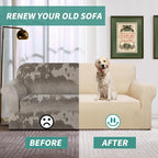 YEMYHOM Couch Cover Latest Jacquard Design High Stretch Sofa Covers for 3 Cushion Couch, Pet Dog Cat Proof Slipcover Non Slip Magic Elastic Furniture Protector (Sofa, Beige)